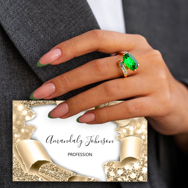 3D-Glitzer Makeup-Event-Planner Gold Visitenkarte (3D Glitter Makeup Event Planner Champaign Gold Busin)