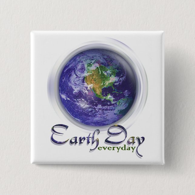 3D Globe Earth Day Button (Vorderseite)