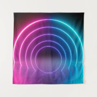 3d, glühende Linien, Tunnel, Neonlichter, virtuell