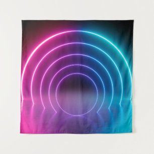 3d, glühende Linien, Tunnel, Neonlichter, virtuell Wandteppich