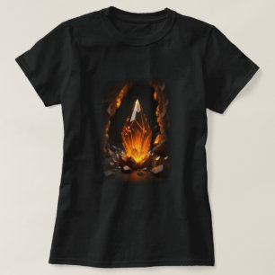 3d Glühender Kristall Orange Red T-Shirt