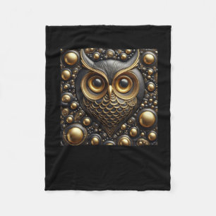 3d Gold Black Owl Sticker Fleecedecke
