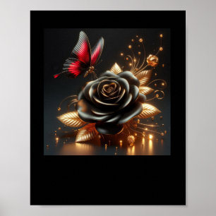 3d Gold Black Rose #5 Aufkleber Poster