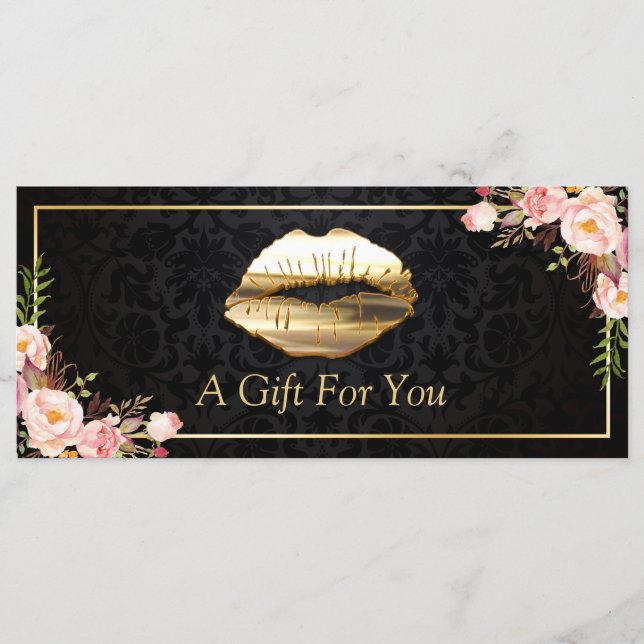 3D Gold Lips Beauty Salon Geschenkgutschein (Vorderseite)