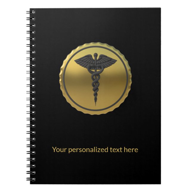 3D Gold Professional Medical Caduceus Emblem Notizblock (Vorderseite)