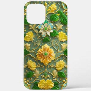 3D Gold und grüne Blüten Case-Mate iPhone Hülle