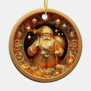 3d gold Weihnachtsklausel Keramik Ornament