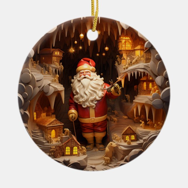 3d Gold-Weihnachtsklausel Keramik Ornament (Vorne)