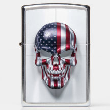 3D Golden Skull Emblem mit amerikanischem Flaggenm