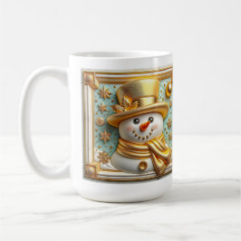3D goldener Weihnachts-Schneemann Kaffeetasse