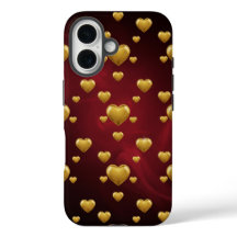 3D Goldherzen Crimsons Luxus iPhone 16 Hülle