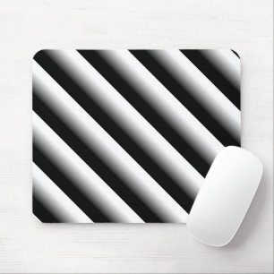 3D Gradient Black, Gray and White Stripe Mousepad