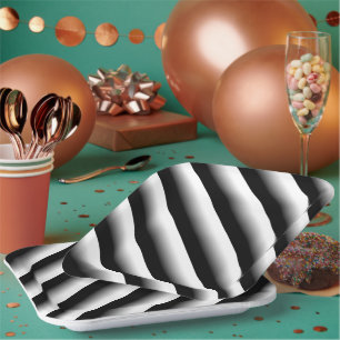 3D Gradient Black, Gray and White Stripe Pappteller
