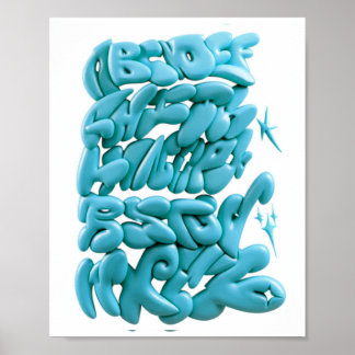 3D Graffiti Letters HandGezeichnet in Procreate Poster