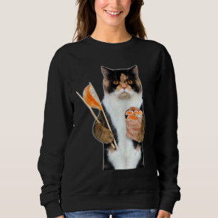 3d Graphic Calico Cat Eating Lachs Sushi Roll W C Sweatshirt
