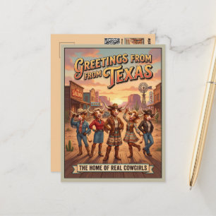 3D Grüße von Texas Cowgirls Travel Postkarte