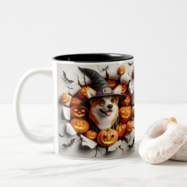 3D Halloween Dog Breeds Halloween Mugs, Tea/Coffee Zweifarbige Tasse