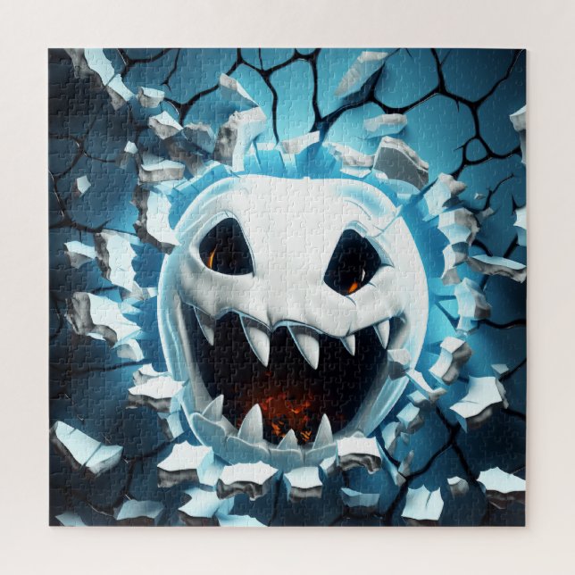 3D Halloween Ghost Cracked Hole Puzzle (Vertikal)