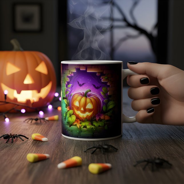 3D Halloween Pumpkin Design Kaffeetasse (Von Creator hochgeladen)