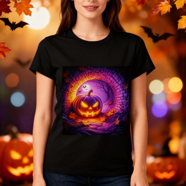 3D Halloween Pumpkin Design T-Shirt (Von Creator hochgeladen)