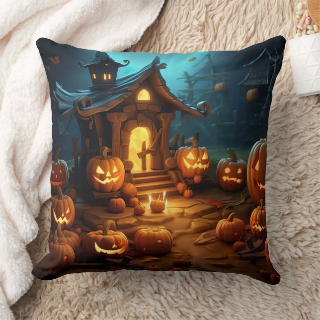 3D Halloween Pumpkin Spuk Haus Kissen (Decke)