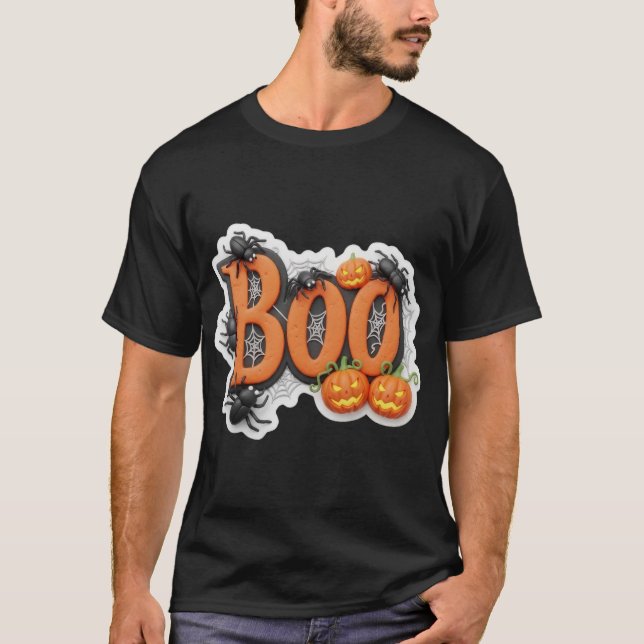 3D-Halloween-Schrecktext mit gruseligen Elementen T-Shirt (Vorderseite)