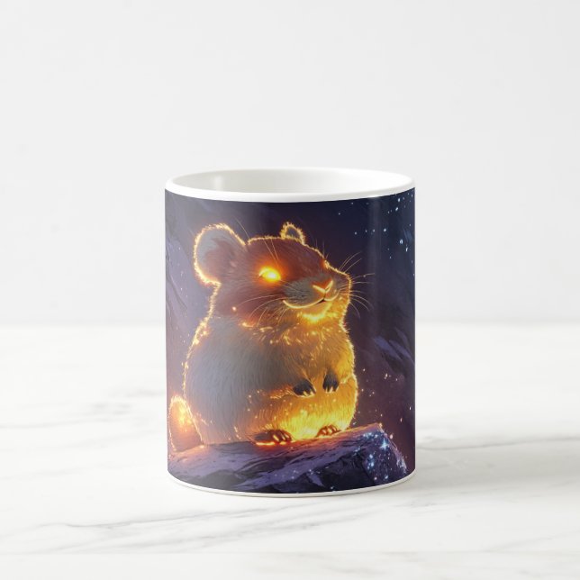 3D-Hamster, von innen beleuchtet, mit  Kaffeetasse (Mittel)