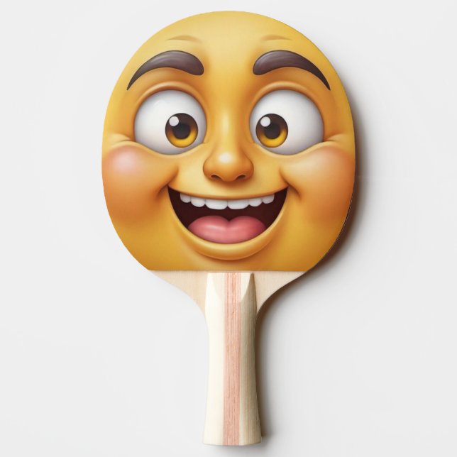 3D Happy/Angry Yellow Emoji Tischtennis Schläger (Rückseite)