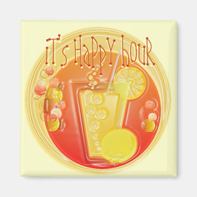 3D Happy Hour Cocktail (gelb) Magnet (Vorne)