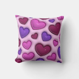 3D Heart Pattern - Pink Romantic Home Decor Kissen