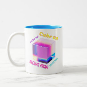 3D Holographic Glass Cube Zweifarbige Tasse