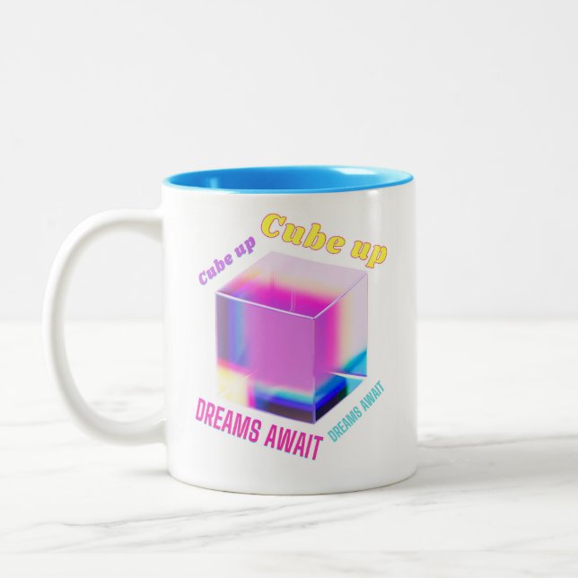 3D Holographic Glass Cube Zweifarbige Tasse (Links)