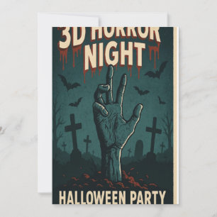 3D Horror Night Halloween-Party Poster Einladung