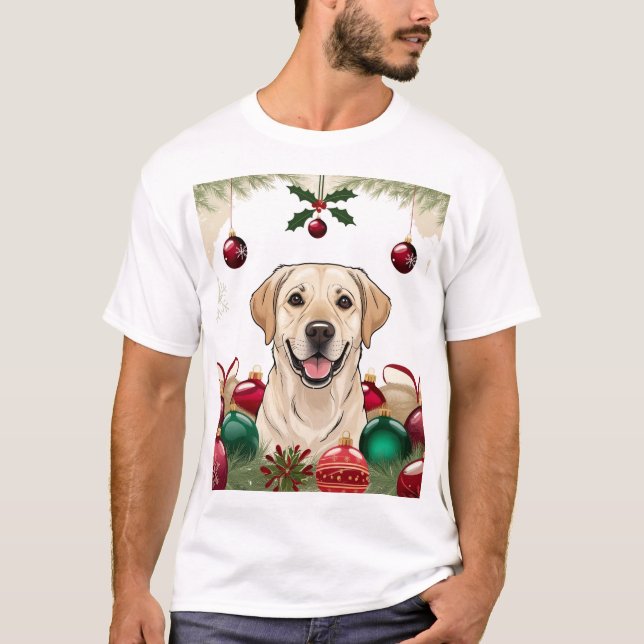 3D-Hund zu Weihnachten T-Shirt (Vorderseite)