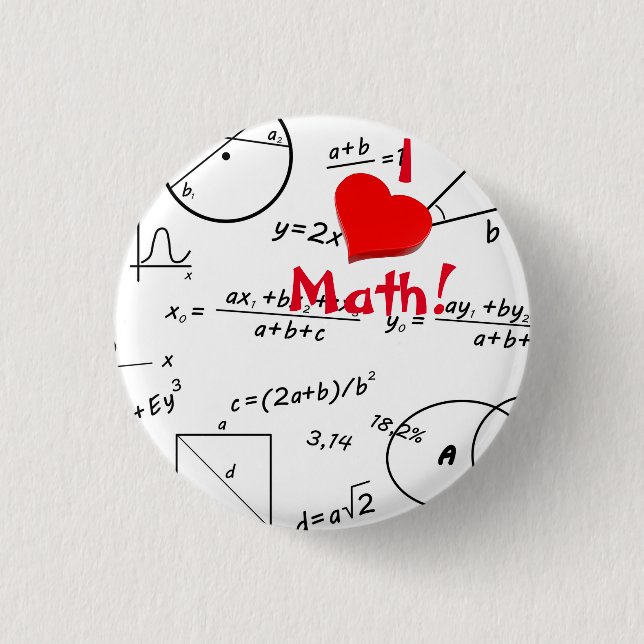 3D Ich liebe Mathe Whiteboard Button (Vorderseite)