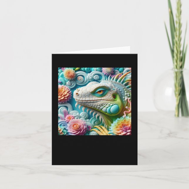 3d Iguana Sticker Karte (Vorderseite)