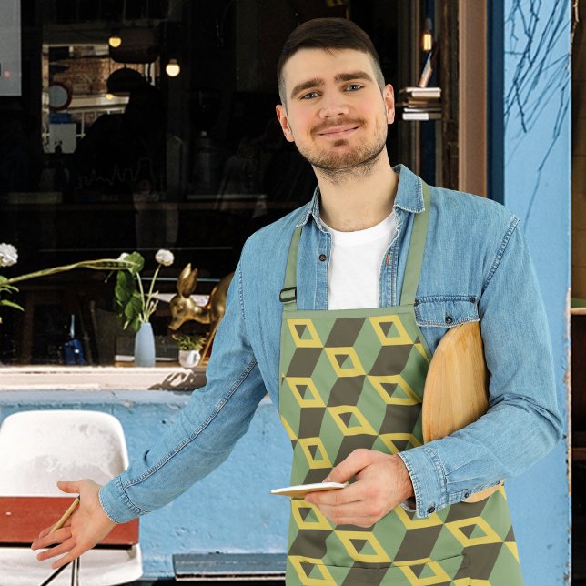 3D-Illusion-Quadrat-Muster Schürze (Apron)