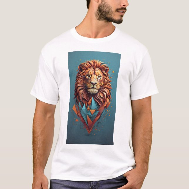 3D-Illusion-T - Shirt-Design für geometrische Löwe T-Shirt (Vorderseite)