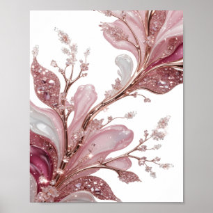 3D-ILLUSTRATION EINES LUXURIÖSEN BLUMENDEKORS MIT POSTER