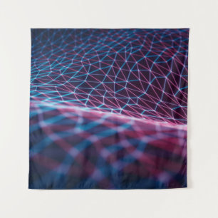 3D-Illustration, geprägtes Netz, das Internetsymbo Wandteppich