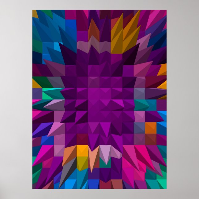 3D-Illustration oder 3D-Darstellung Mosaikfarben Poster (Vorne)