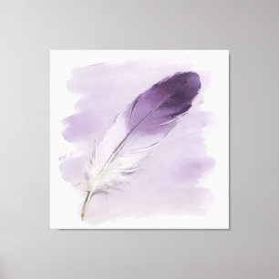 ⁠3D-Impasto-Aquarell-Lila-Feder-Boho-Elegant Leinwanddruck