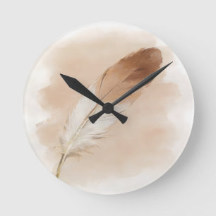 3D Impasto Wasserfarbe Sand Feder Boho Elegant Runde Wanduhr