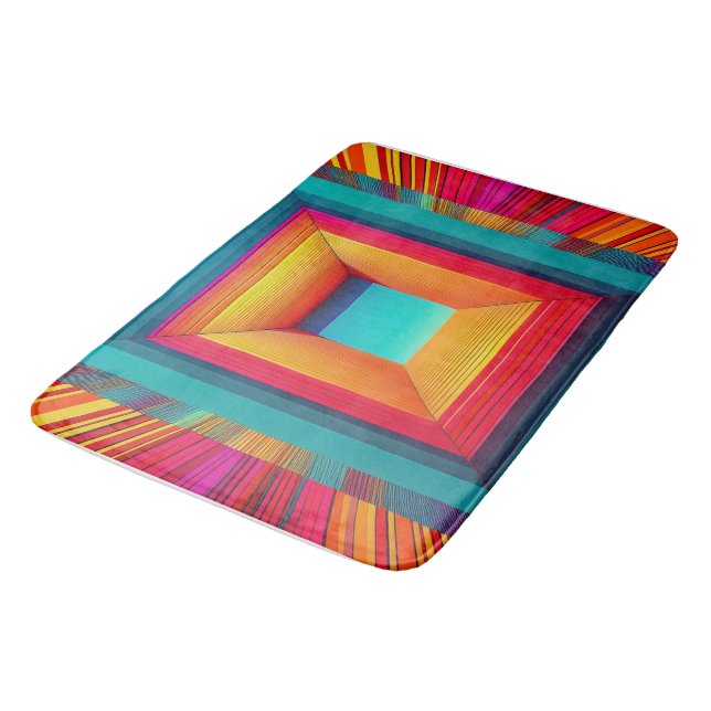 3D Infinite Geometric Neon Bath Mat Badematte (Schrägansicht)