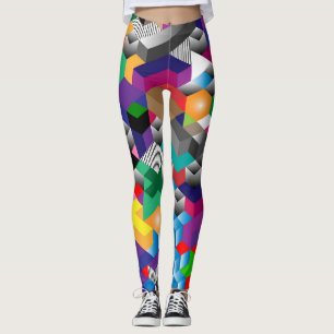 3D Isometrische Kuben, Geometrisch Nahtlos. Leggings