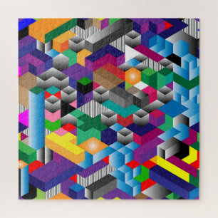 3D Isometrische Kuben, Geometrisch Nahtlos. Puzzle
