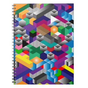 3D isometrische Würfel, geometrisch nahtlos. Notizblock