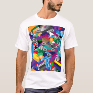 3D isometrische Würfel, geometrisch nahtlos. T-Shirt