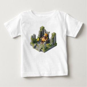 3D isometrischer Affenkönig gähnt auf altem Stein  Baby T-shirt
