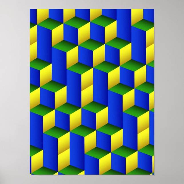 3D-isometrisches Würfelmuster Poster (Vorne)